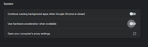 Turned off Hardware Acceleration option