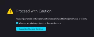 caution prompt Firefox