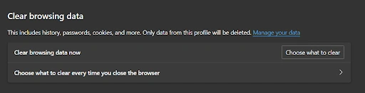 find Clear Browsing Data option