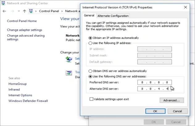 Preferred DNS server new windows