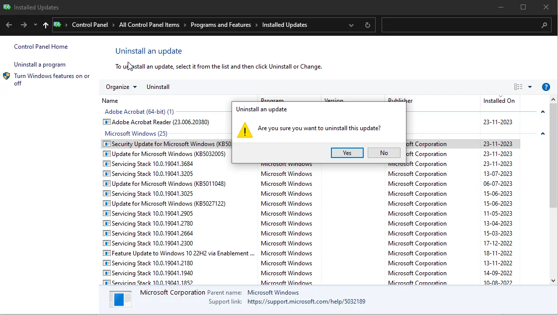 Confirm-to-uninstall-an-update