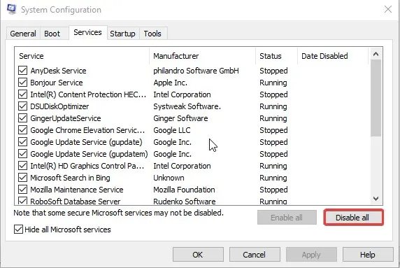 Disable All