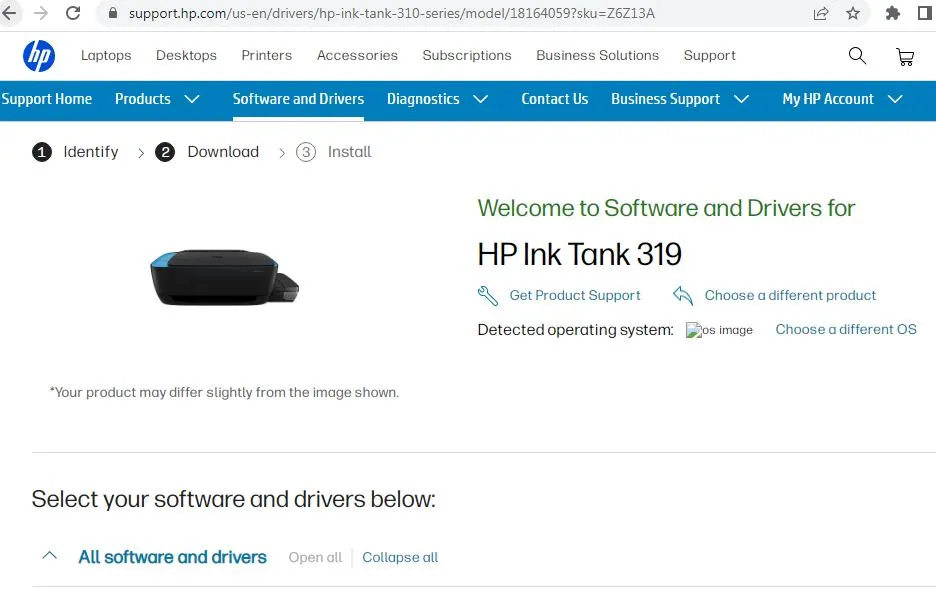HP Ink Tank 319 Driver