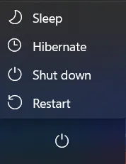 shut down option