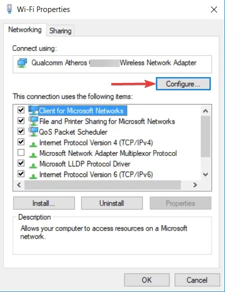Click Configure