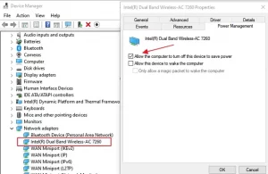 Allow the computer to turn off this device to save power checkbox