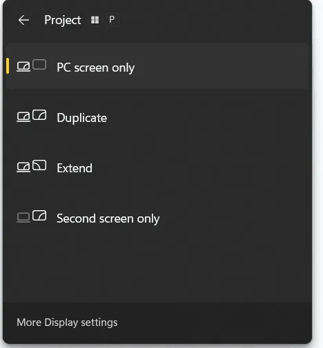 PC Screen Only Option