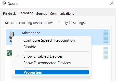 Properties-option-in-recording-tab