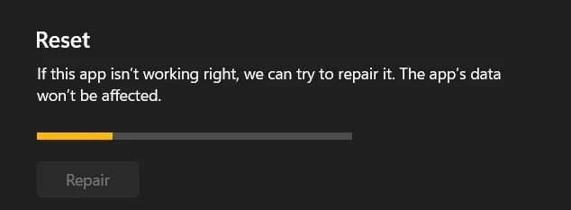 Repair process running