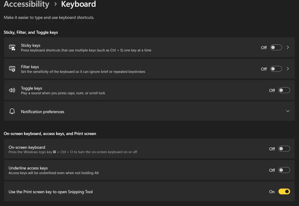 Sticky Keys feature