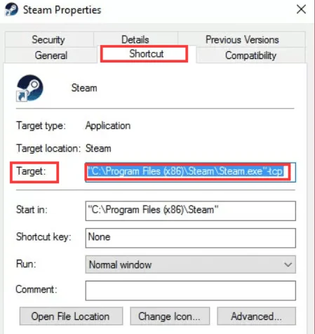 add-tcp-in-target-field-steam-properties
