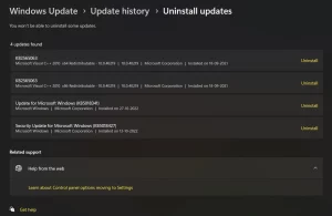 uninstall windows update
