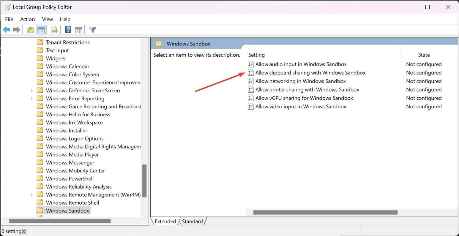 Allow clipboard sharing with Windows Sandbox option