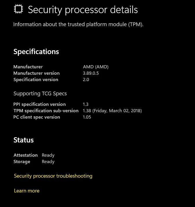 Security-Processor-Troubleshooting