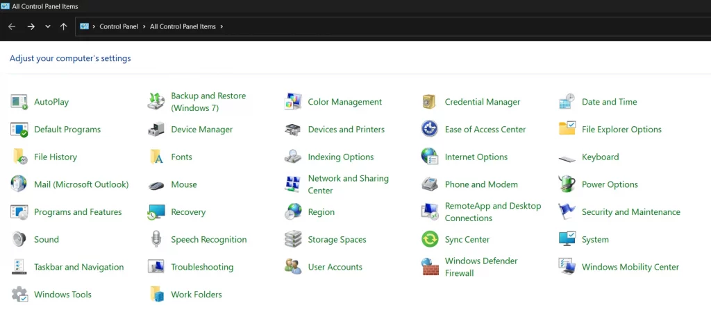 click on Network and Sharing Center