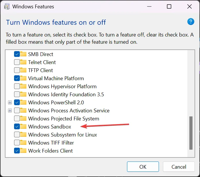 list of windows features