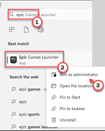 select-Run-as-administrator-in-EpicGamesLaunch