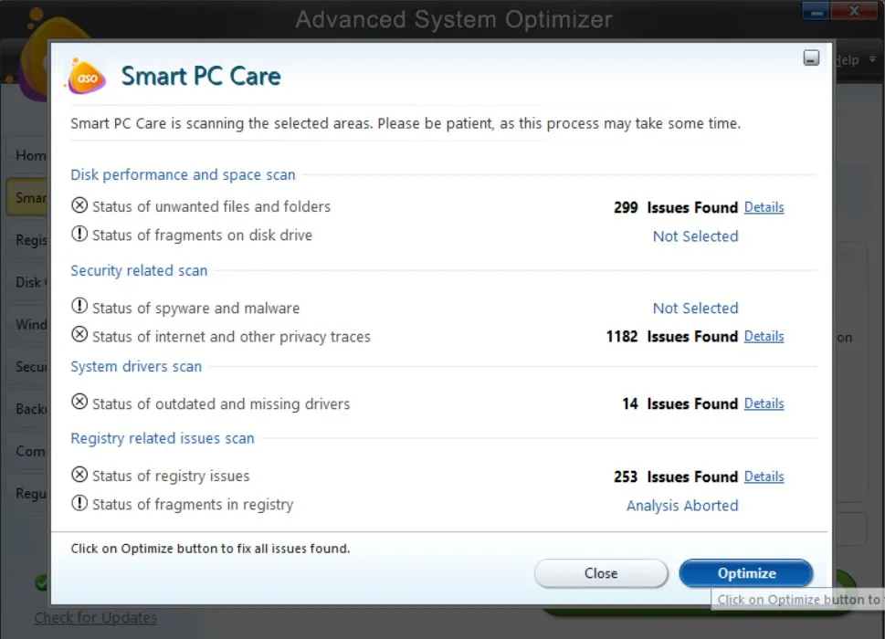 smart pc care optmize pc