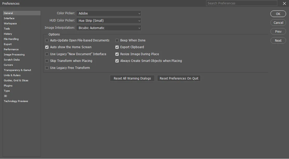 General-option-selected-in-photoshop-preferences-tab