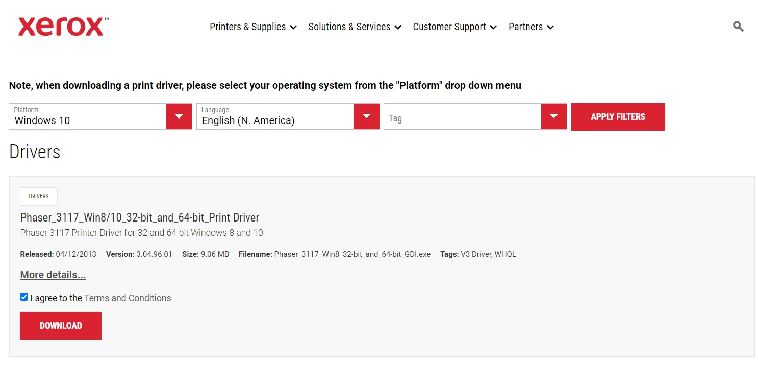 Xerox-Support-website