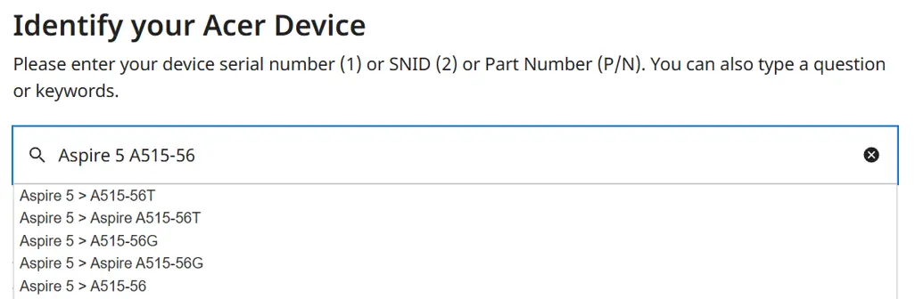 identify acer device