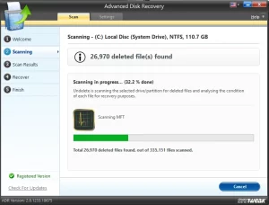 Advanced Disk Recovery scanning