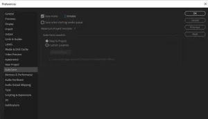 Auto save Option in Preferences Menu
