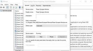 Razer Synapse Service Properties