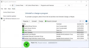 Razer Synapse app selected