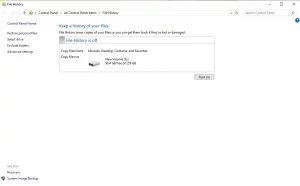 File History Disabled