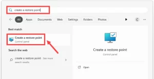 Create a restore point typed