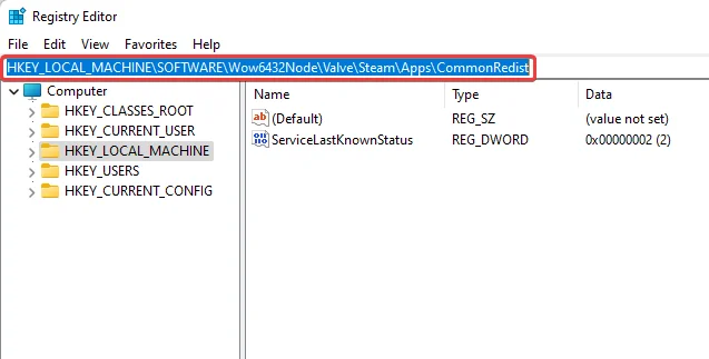 Registry-Editor-Steam-Apps-CommonRedist