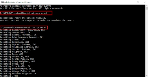 netsh Winsock reset
