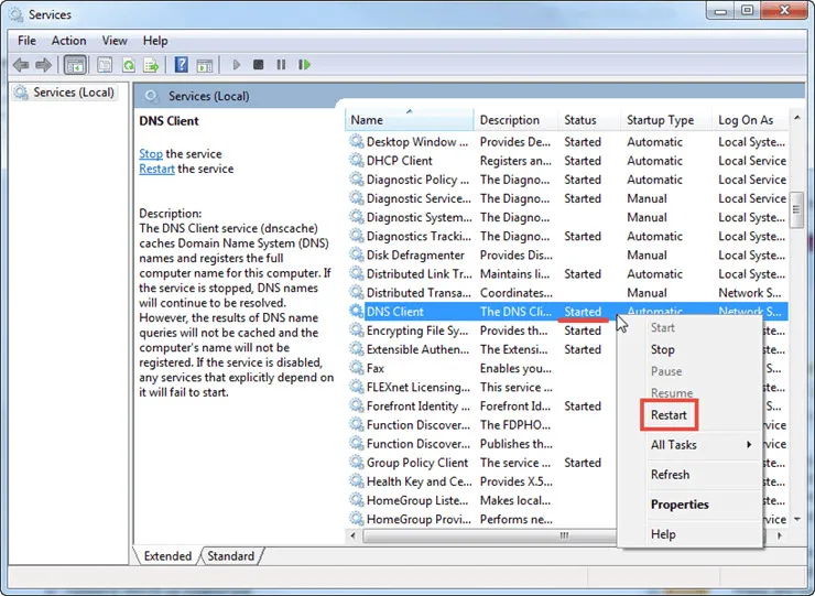DNS-Client-Service-Restart