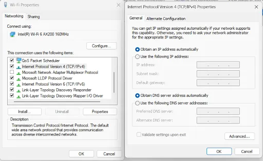 Double click on TCP IPv4 version