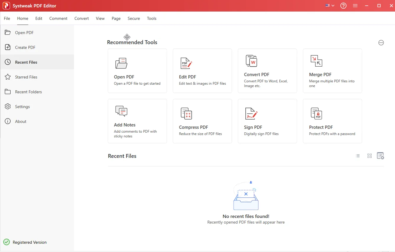 Systweak PDF Editor_Home Screen