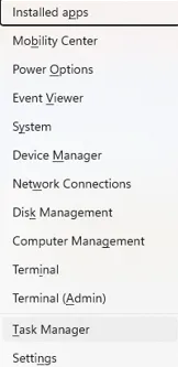 Task Manager in Power Menu