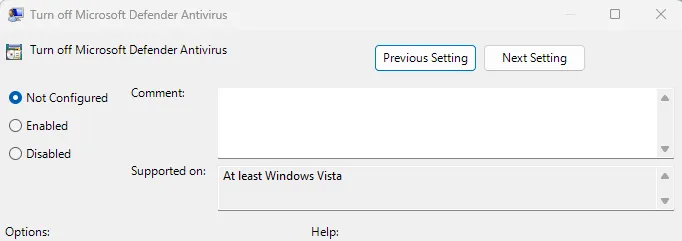 Turn off Microsoft Defender Antivirus