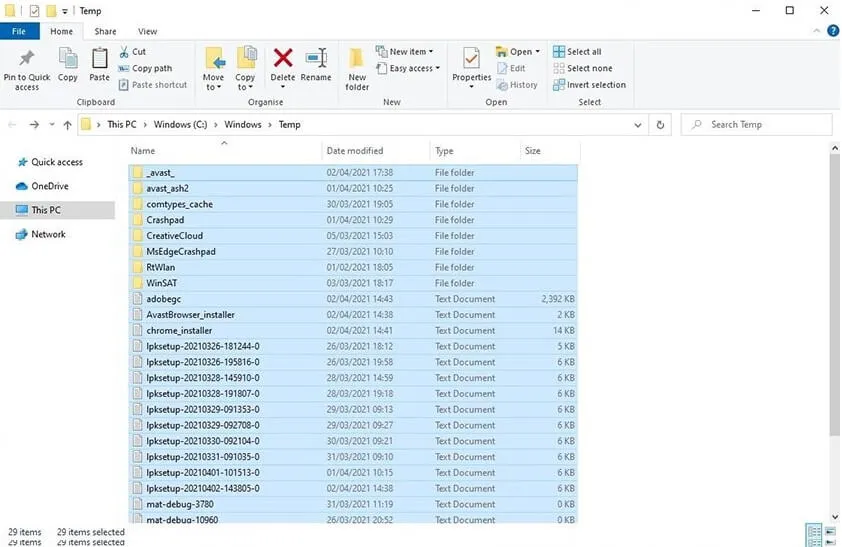 delete all temp file