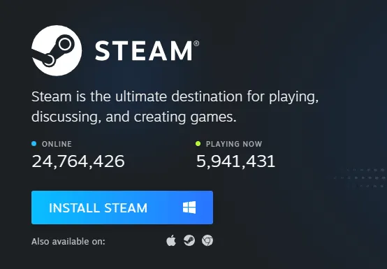 download and install Steam Client from official website