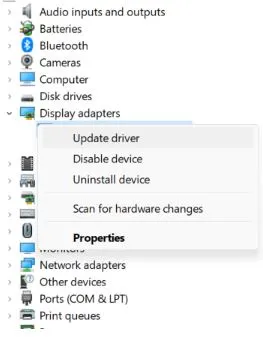 find graphics card under Display Adapter