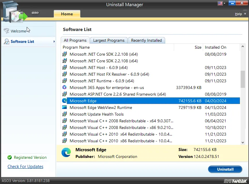 list of installed program_uninstall manager