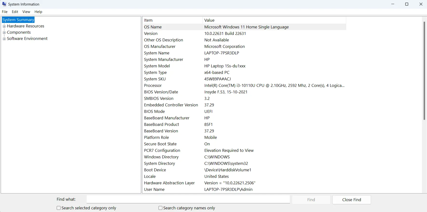 system information