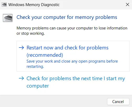 windows memory diagnostic