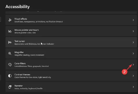 Accessibility tab
