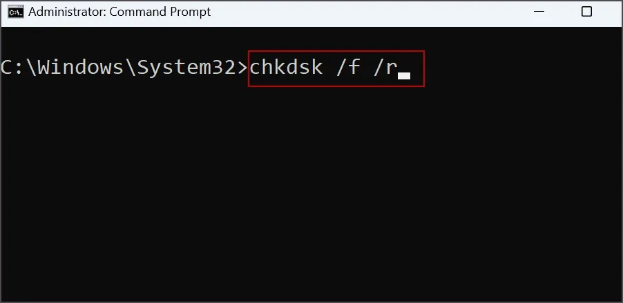 chkdsk-f-r-command