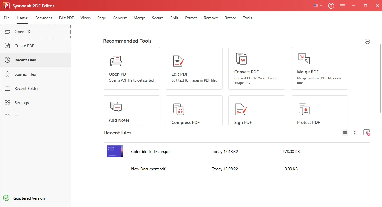 home page of systweak pdf editor