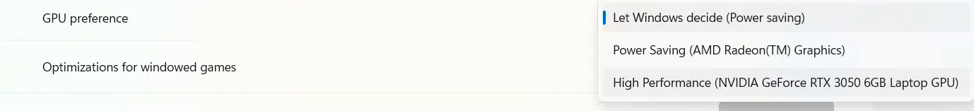 GPU preference