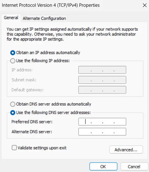 enter DNS values