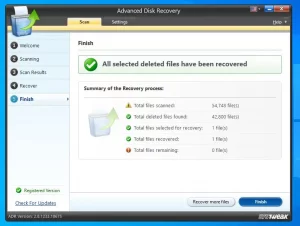 Advanced Disk recovery recovered deleted files